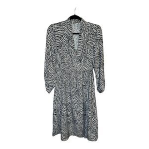 A New Day Women's Black and White Midi Wrap Dress Long Sleeve Size Extra Small